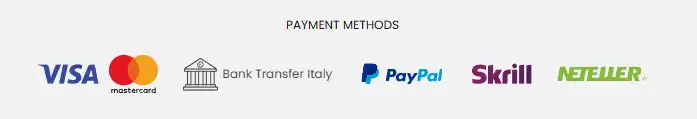 Metodi disponibili nell'area pagamenti ElaBet