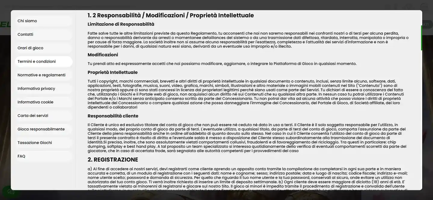 Area ElaBet dedicata al prelievo e alla verifica del conto